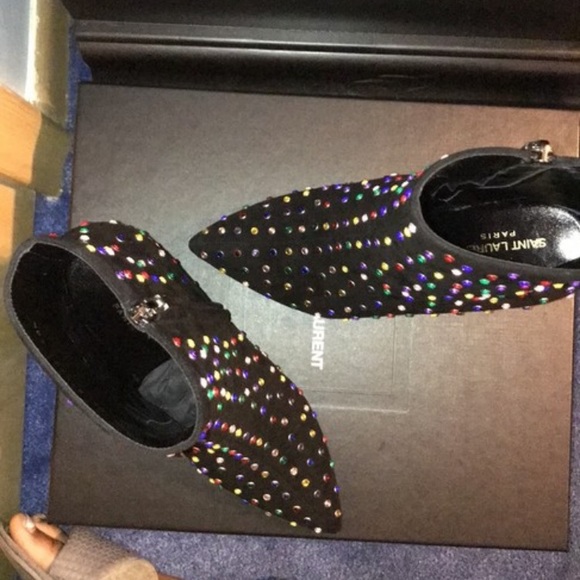 SOLD! Saint Laurent Betty Jeweled Booties - Picture 5 of 6